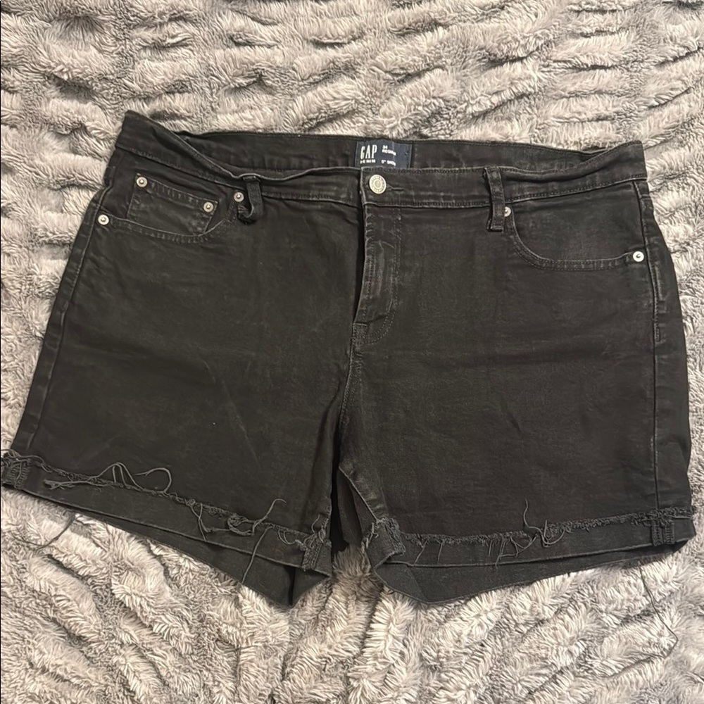 GAP Black Jean Shorts Mid-Thigh Distressed